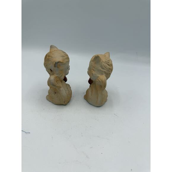 Vintage Japan Ceramic Kitten Figurines – Orange Cats with Yarn Balls & Bows – 4” - Picture 2 of 5